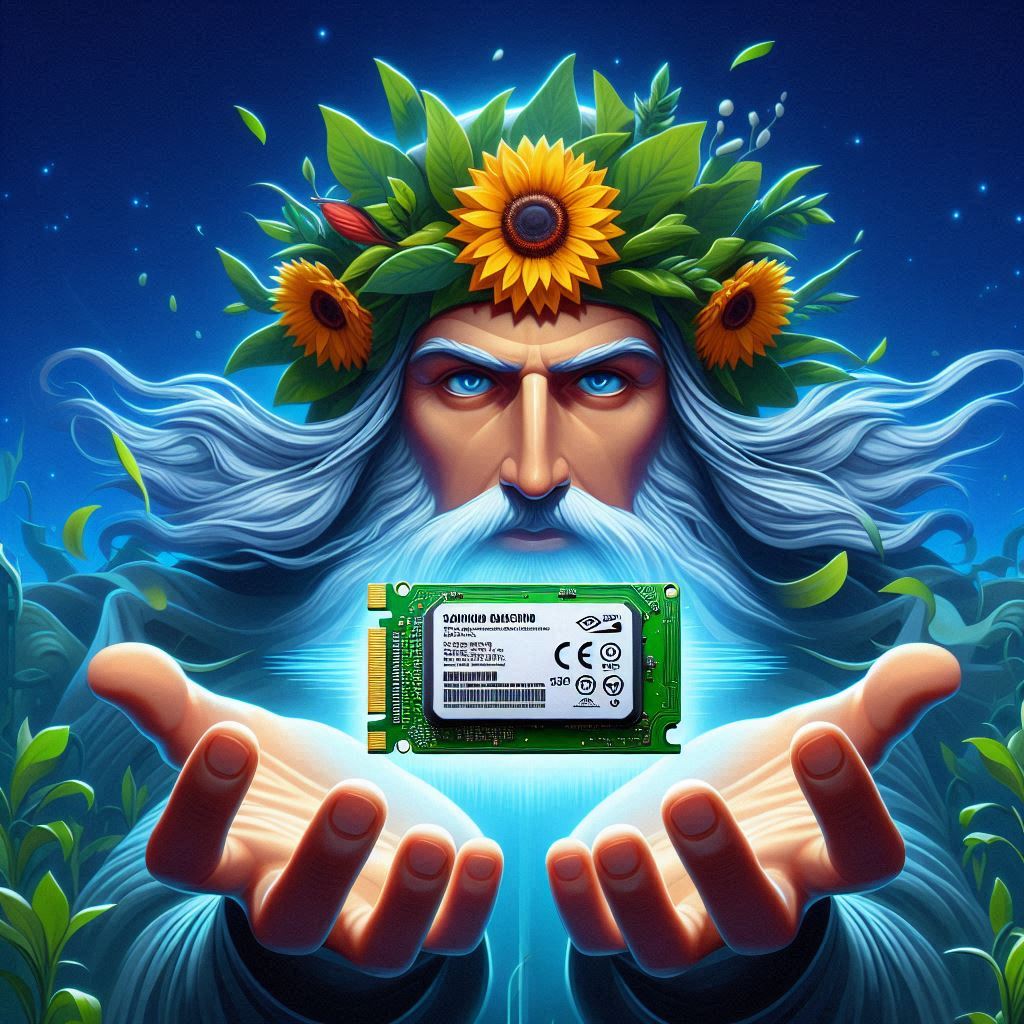 a nvme ssd held by a guru after fixing 100% activity task