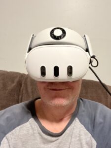 Mike Oyler in a Meta Quest 3 VR headset, Memphis PC Guy.